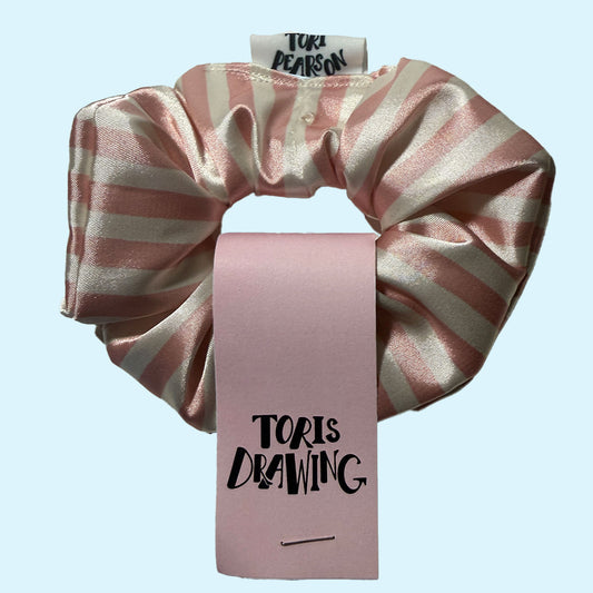 Halloween Pink Stripe Pattern Scrunchie