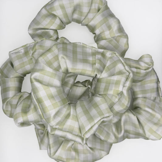 Green Gingham Scrunchie