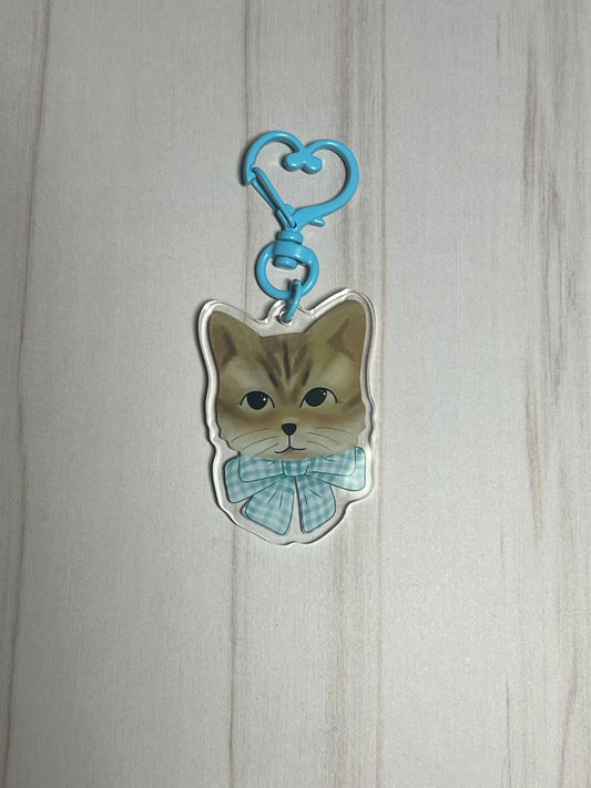 Sweet Cat with Bow Acrylic Keychain