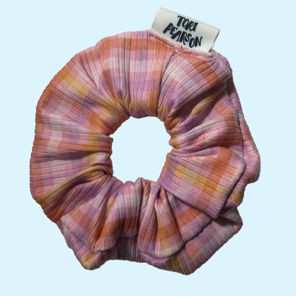 Pink Plaid Halloween Pattern Scrunchie