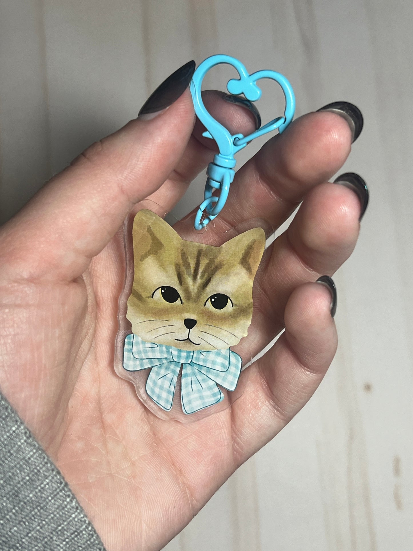 Sweet Cat with Bow Acrylic Keychain