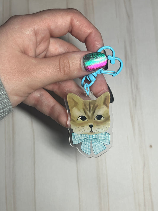 Sweet Cat with Bow Acrylic Keychain