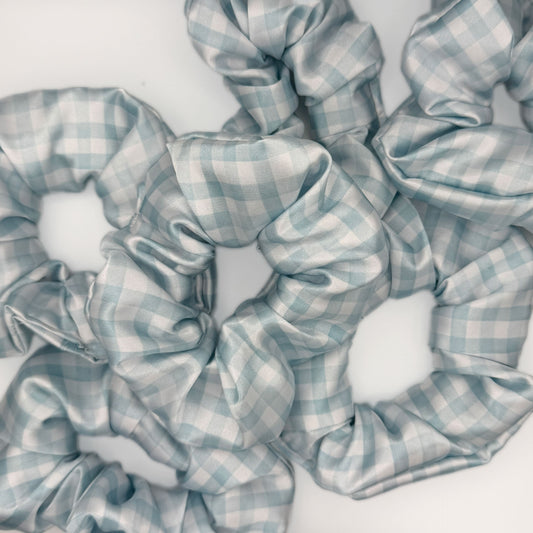 Blue Gingham Scrunchie