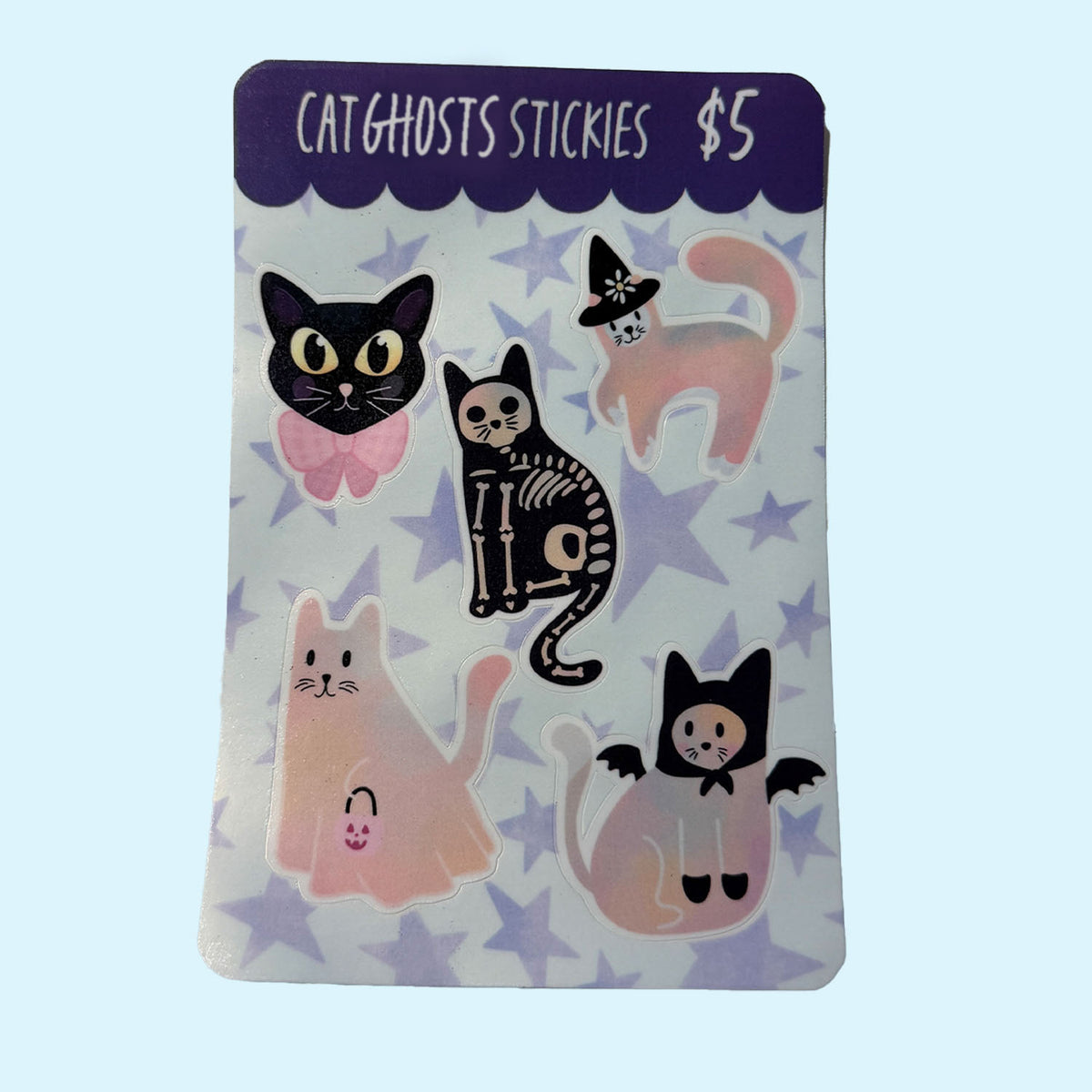 Cat Ghost Sticker Sheet Halloween Stickers