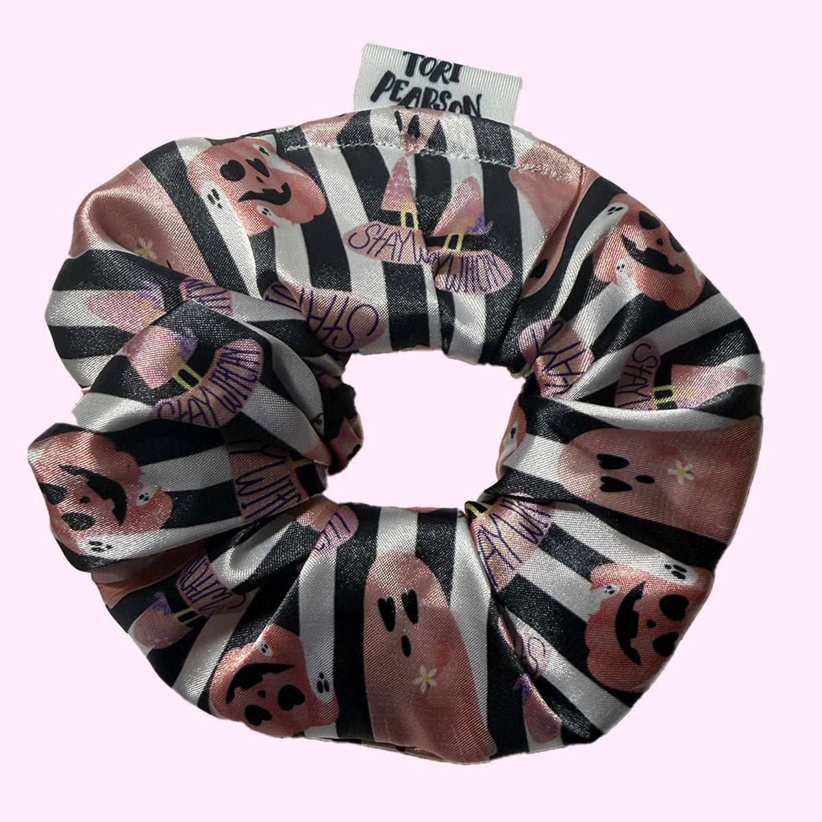 Halloween Fun Pattern Scrunchie - Ghosts, Pumpkins, and Stripes, Oh My!