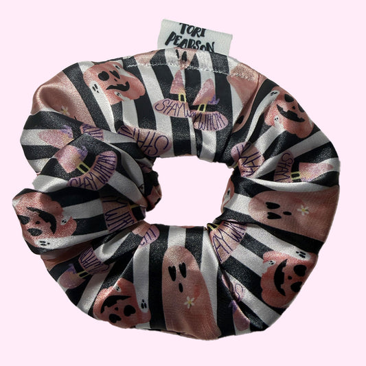 Halloween Fun Pattern Scrunchie - Ghosts, Pumpkins, and Stripes, Oh My!