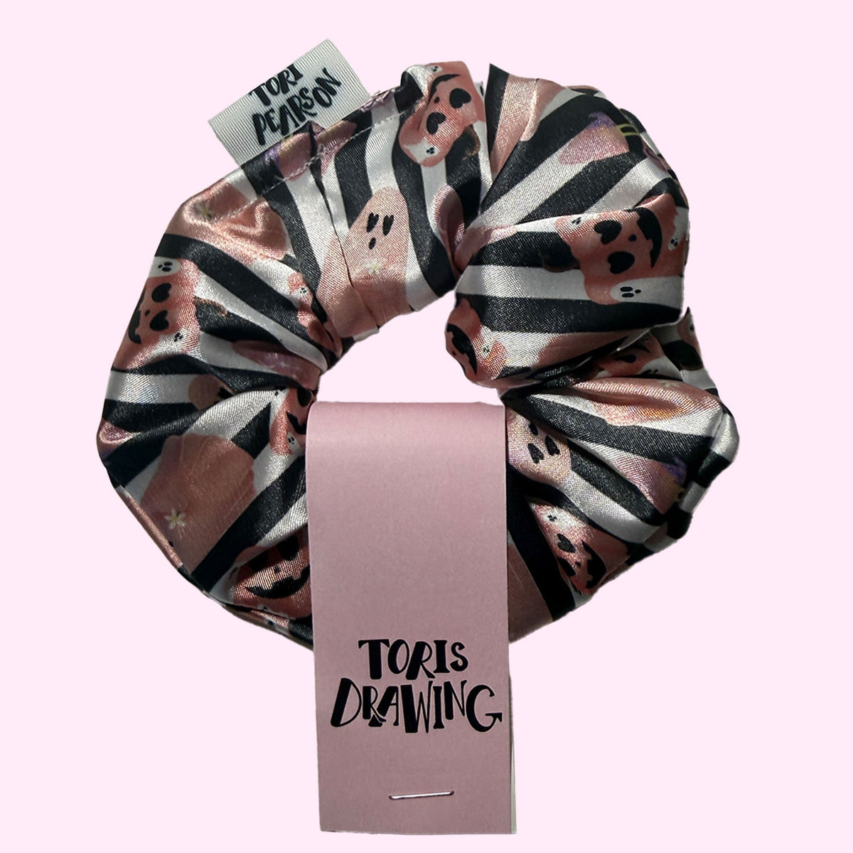 Halloween Fun Pattern Scrunchie - Ghosts, Pumpkins, and Stripes, Oh My!