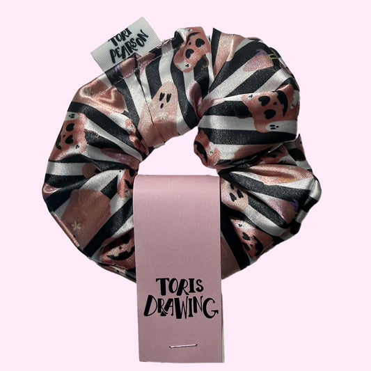 Halloween Fun Pattern Scrunchie - Ghosts, Pumpkins, and Stripes, Oh My!