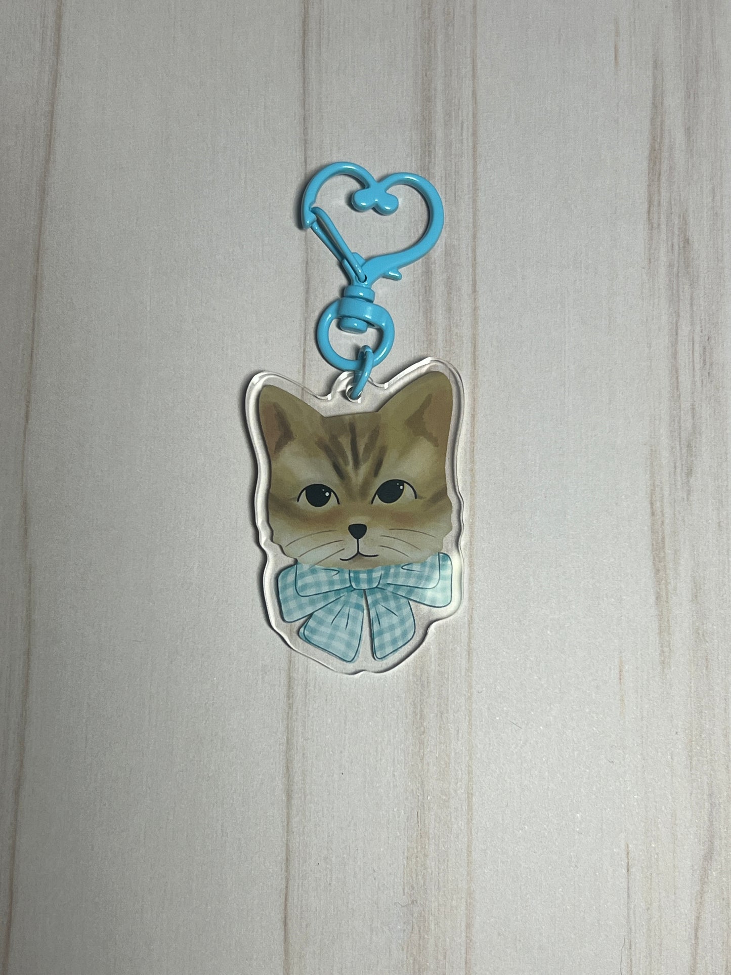 Sweet Cat with Bow Acrylic Keychain