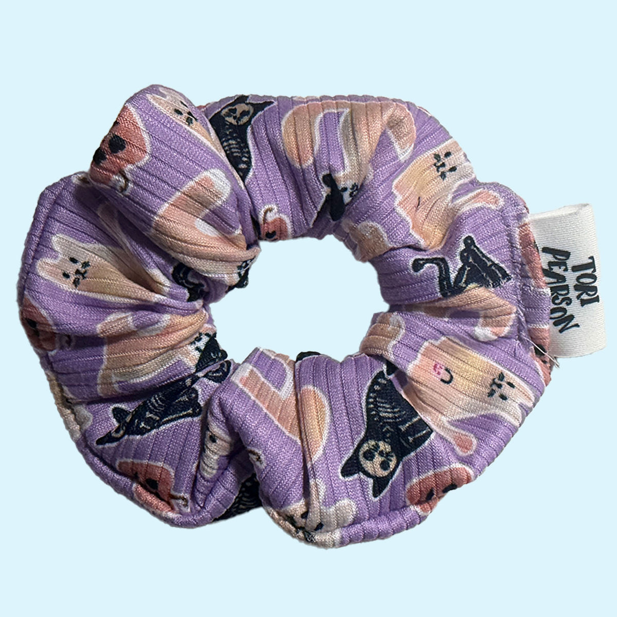 Ribbed Halloween Cats Scrunchie