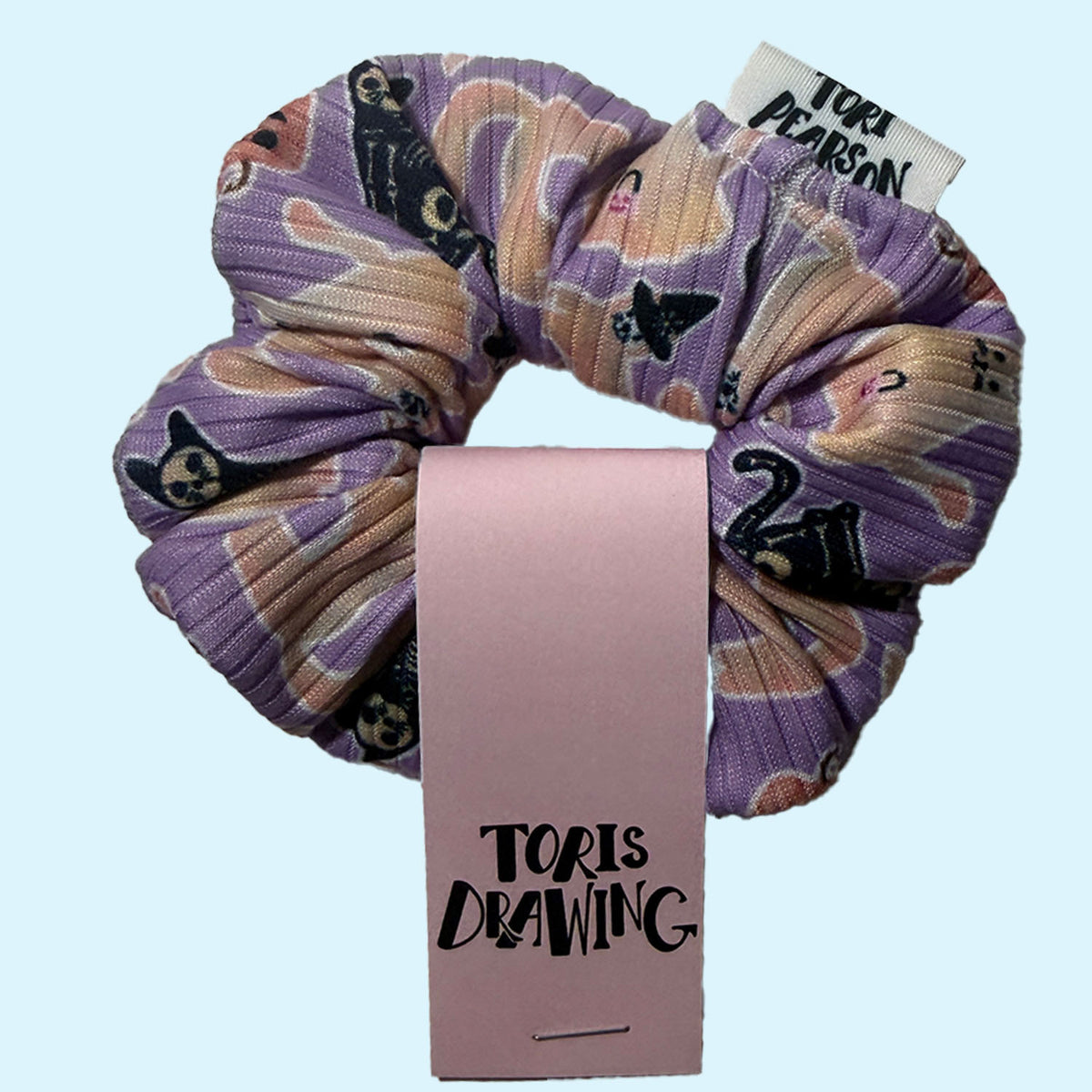 Ribbed Halloween Cats Scrunchie