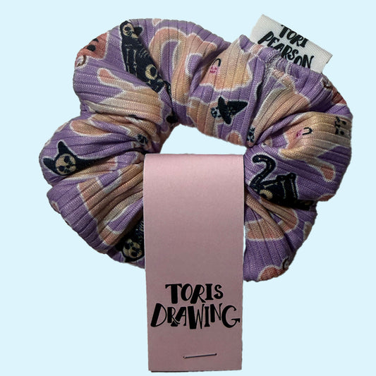 Ribbed Halloween Cats Scrunchie