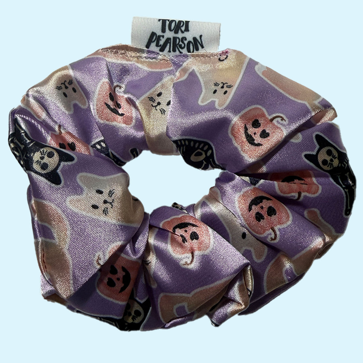 Satin Halloween Cat Scrunchie