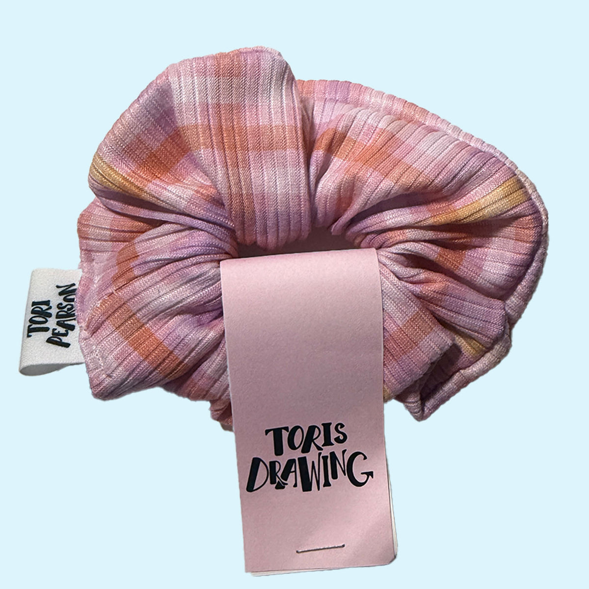 Pink Plaid Halloween Pattern Scrunchie