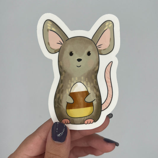 Candy Corn Mouse Halloween Sticker