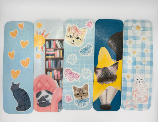 Cat Bookmark Assortment Set - 5 designs