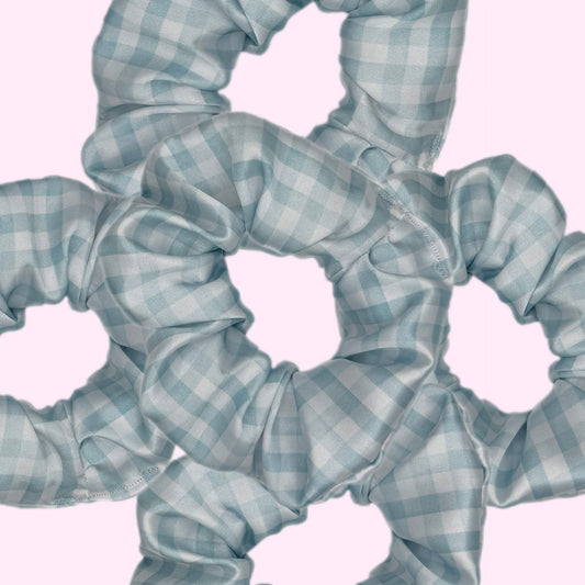 Blue Gingham Scrunchie