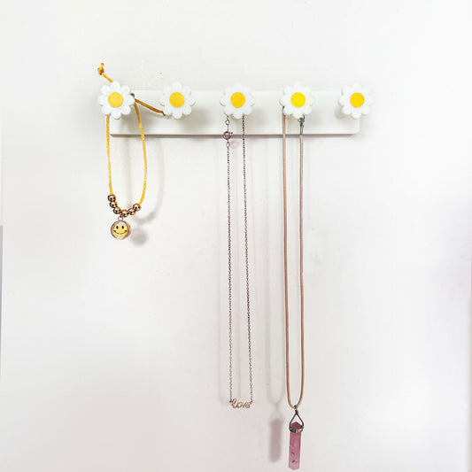 Daisy shaped Scrunchie holder and jewlery display Wall mounted rack